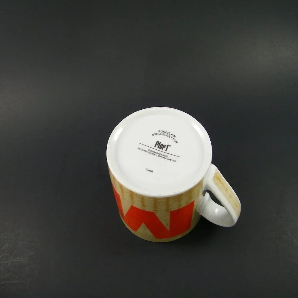 Pier 1 Porcelain Coffee / Tea Alphabet Mug. 